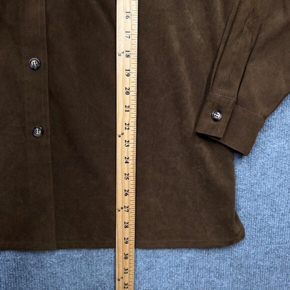 Talbots Brown Microsuede Overshirt Shacket Womens L Boho Chic Western Casual - Picture 13 of 14